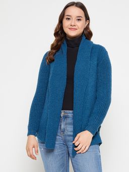 Creative Line - Blue Self Design Knitted Shrug