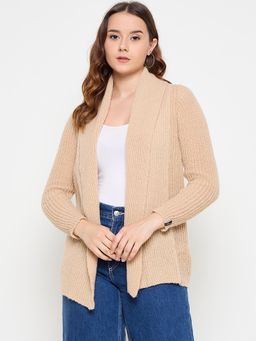 Creative Line - Beige Self Design Knitted Shrug