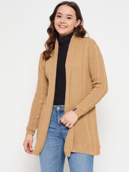 Creative Line - Beige Self Design Knitted Shrug