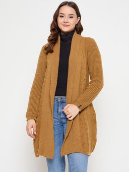 Creative Line - Tan Self Design Knitted Shrug
