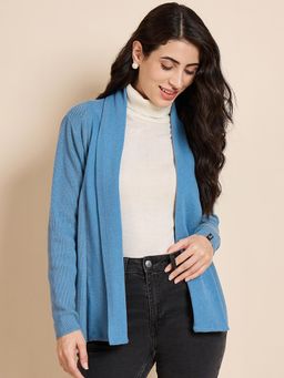 Creative Line - Blue Self Design Knitted Shrug