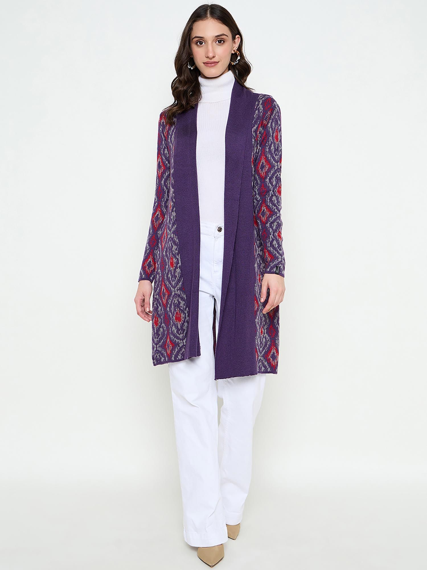 creative line Purple Self Design Knitted Shrug-picture-17