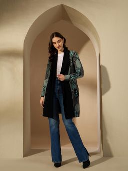 Creative Line - Blue Self Design Knitted Shrug