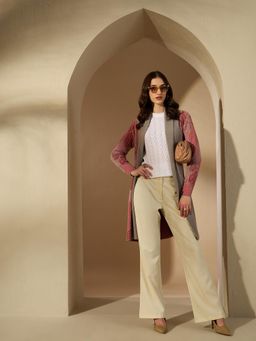 Creative Line - Pink Self Design Knitted Shrug