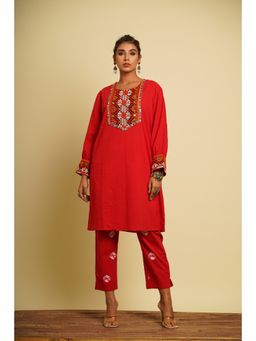 Keva Clothing - Nitya Red Kurta (Set of 2)