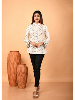 OSKOS - Ivory Linen Full Sleeve Shirt with Crosia Lace Detailing