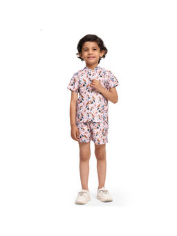 Funny Bones - Pink Linen Blend Birds Print Co-Ord (Set of 2)