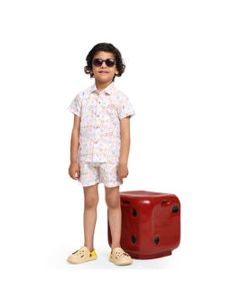 Funny Bones - White Linen Blend Confetti Print Co-Ord (Set of 2)