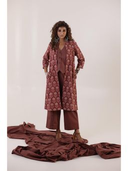 Keva Clothing - Kumudini Brown Waistcoat with Pant and Jacket (Set of 3)