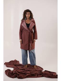 Keva Clothing - Dhara Solid Colour Trench Coat with Belt (Set of 2)