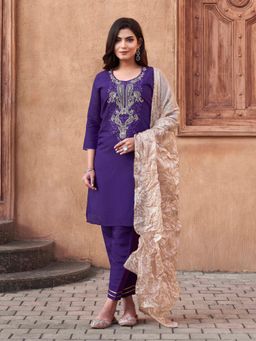 Tikhi Imli - Purple Kurta and Pant with Dupatta (Set of 3)