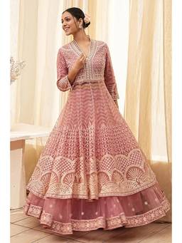 Biba - Women Pink Net Kurta and Skirt (Set of 2)