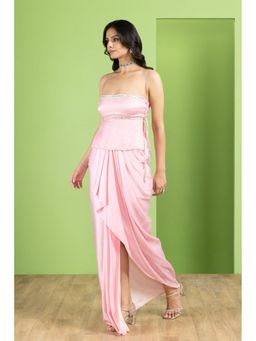 BAHAARA BY DIVYA NARULA - Blush Pink Draped Skirt and Top Set