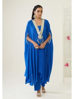 BAHAARA BY DIVYA NARULA - Blue Arwa Kaftan with Pant and Bustier