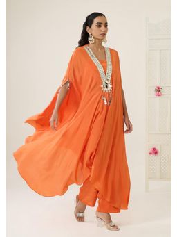 BAHAARA BY DIVYA NARULA - Orange Arwa Kaftan with Bustier and Pant