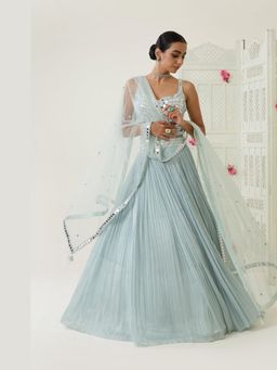 BAHAARA BY DIVYA NARULA - Blue Fariba Lehenga and Blouse with Dupatta