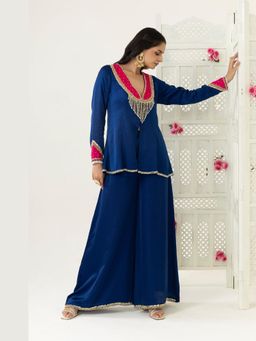 BAHAARA BY DIVYA NARULA - Navy Blue Safiya Kurta and Palazzo
