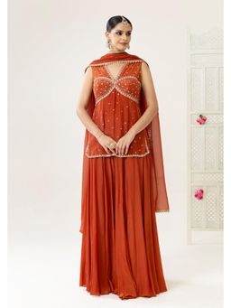 BAHAARA BY DIVYA NARULA - Orange Amira Kurta and Sharara with Dupatta