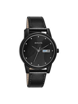 Sonata - Day Date Lite 87031PL02W Black Dial Analog Watch - 87031PL02W