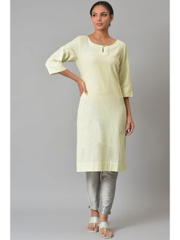 W - Green Kurta with Slim Pants (Set of 2)