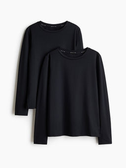 H&M - Boys Black 2-Pack Long-Sleeved Sports Tops with Drymove