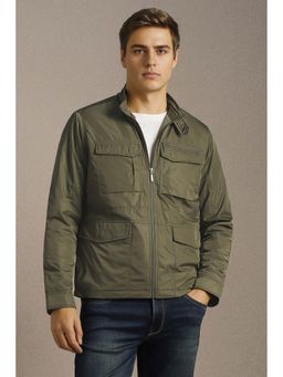 Louis Philippe - Men Olive Casual Solid Jacket