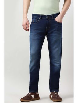 Peter England - Men Navy Blue Mid Wash Slim Fit Jeans