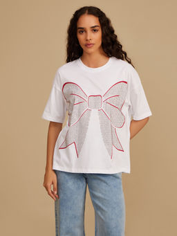 Kazo - Disney Minnie Bow Heat Stud T-Shirt Pink