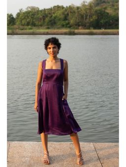 Creatures of Habit - Satin Fit And Flare Dress- Royal Purple