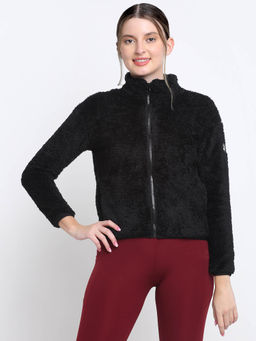 INVINCIBLE - Black Womens Double Sherpa Jacket