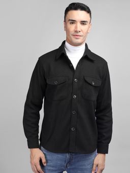 CHKOKKO - Men Solid Black Shacket