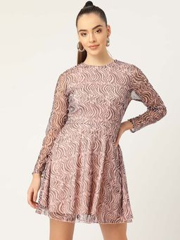 Dodo & Moa - Pink Round Neck Women Mini Dress