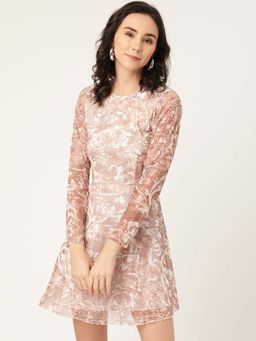 Dodo & Moa - Brown Round Neck Women Mini Dress