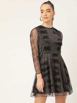 Dodo & Moa - Black Round Neck Women Mini Dress