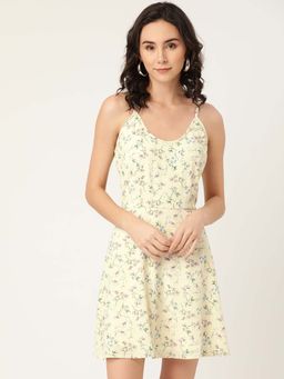 Dodo & Moa - Yellow Shoulder Straps Women Mini Dress