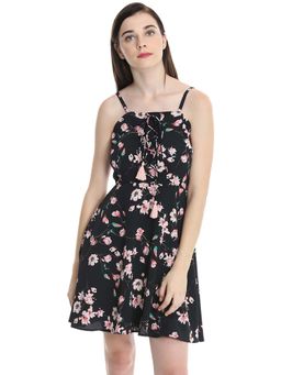 Dodo & Moa - Black Shoulder Straps Women Mini Dress