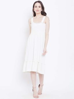 Dodo & Moa - White Square Neck Women Mini Dress