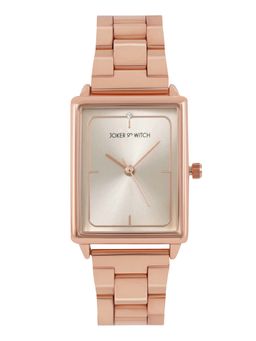 Joker and Witch - Joker & Witch Quad All Rose Gold Rectangle Dial Metallic Link Strap Analog Womens Watch