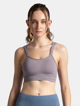 Jockey - Mi16 Wire Free Microfiber Elastane Racerback Active Wear Sports Bra-Minimal Grey