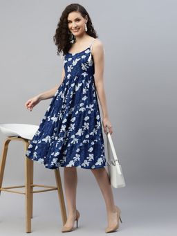 Deebaco - Blue Floral Tiered Dress