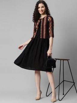 Deebaco - Women Smocking Dress with Shrug