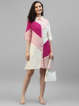 Deebaco - Multicolor Blocked Women Shirt Dress