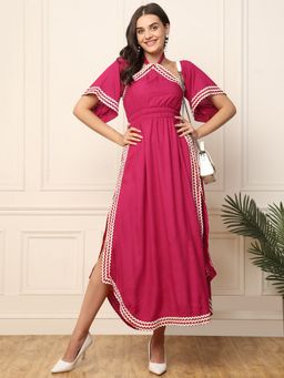 Deebaco - Magenta A Line Slit Dress For Women