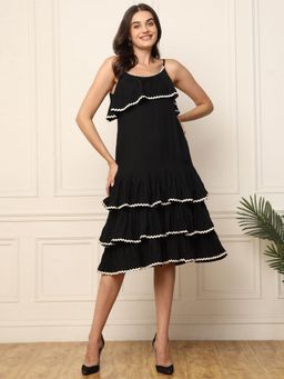 Deebaco - Black Tiered Women Maxi Dress