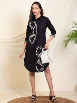 Deebaco - Black Knee Length Women Shirt Dress
