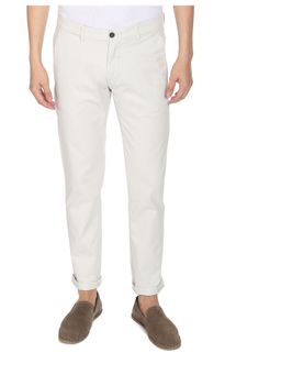 Arrow - Sports Men Off White Twill Weave Solid Casual Trouser