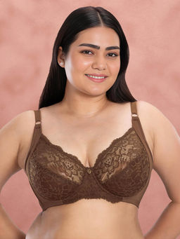 Shyaway - Mustang Brown Seamed Lightly Padded Wired Lace Bra