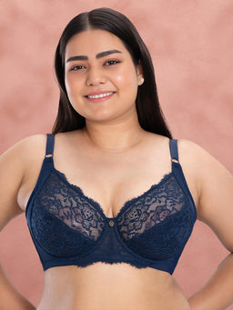 Shyaway - Pageant Blue Seamed Lightly Padded Wired Lace Bra