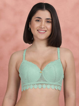 Shyaway - Susie By Bay Green Lace Under band Padded Wired Bra