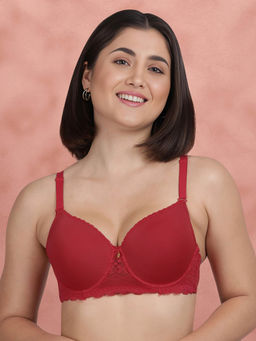 Shyaway - Susie By Fiery Red Lace Neckline Padded Wired Bra